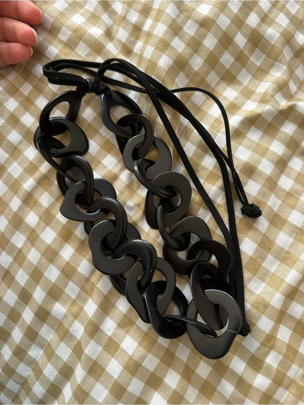 Black Linked Resin Necklace and Earrings Set